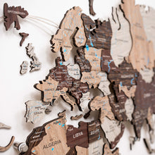 Load image into Gallery viewer, 3D LED / LUMINOUS Wooden World Map 3.0 Cappuccino