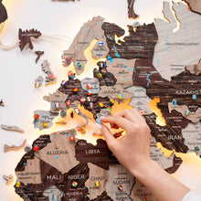 Load image into Gallery viewer, 3D LED / LUMINOUS Wooden World Map 3.0 Cappuccino