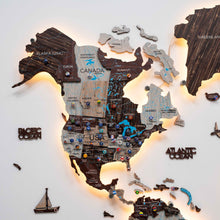 Load image into Gallery viewer, 3D LED / LUMINOUS Wooden World Map 3.0 Cappuccino