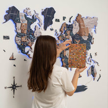Load image into Gallery viewer, 3D LUMINOUS LED Wooden World Map 2.0 Mystery