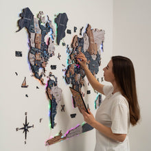 Load image into Gallery viewer, 3D LUMINOUS LED Wooden World Map 2.0 Mystery