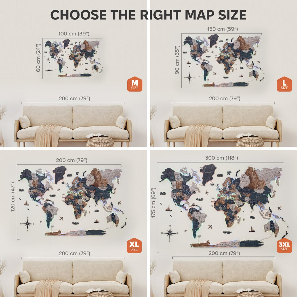 3D LUMINOUS LED Wooden World Map 2.0 Mystery