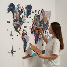 Load image into Gallery viewer, 3D LUMINOUS LED Wooden World Map 2.0 Mystery