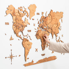 Load image into Gallery viewer, 3D Wooden World Map Oak