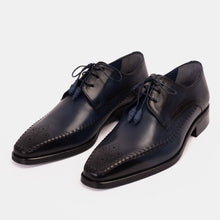 Load image into Gallery viewer, The Moon Navy Blue Leather Derby Men  Shoe
