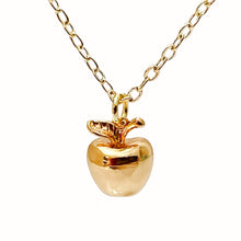 Load image into Gallery viewer, Gold Apple Necklace Cute Teacher Gift Kawaii Dainty Fruit Jewelry