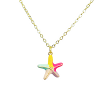 Load image into Gallery viewer, Starfish Necklace Gold Beach Jewelry Colorful Summer Pendant