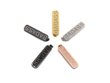 Load image into Gallery viewer, CZ Badass Micro Pave Long Bar Alphabet Pendant, Cubic Zirconia Strip Pendant, Micro pave letter pendant, 9x27mm, sku#X137