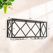 Load image into Gallery viewer, Industrial Rustic Brown Wood Metal Wall Mounted Wine Rack Shelf