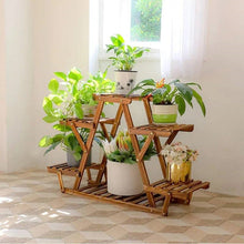 Load image into Gallery viewer, Solid Wood Triangular 6-Shelf Indoor Outdoor Flower Pot Plant Stand
