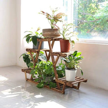 Load image into Gallery viewer, Solid Wood Triangular 6-Shelf Indoor Outdoor Flower Pot Plant Stand