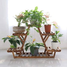 Load image into Gallery viewer, Solid Wood Triangular 6-Shelf Indoor Outdoor Flower Pot Plant Stand
