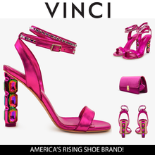 Load image into Gallery viewer, The Torola Fuchsia Stony Heel Leather Women Sandal Final Sale!