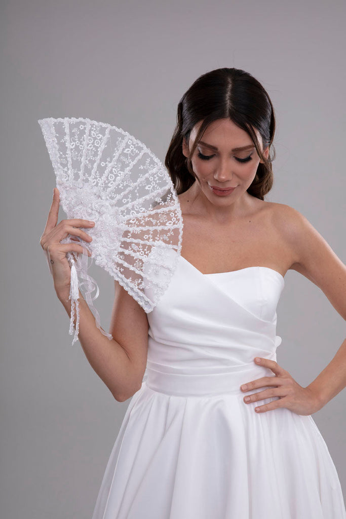 Elegant French Lace Hand Fan for Brides, Bridesmaids
