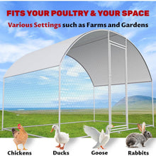 Load image into Gallery viewer, 9.8 Ft x 6.6 Ft Outdoor Metal Chicken Coop with Dome Roof and Waterproof Cover