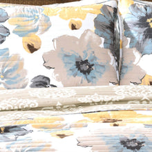 Load image into Gallery viewer, Full/Queen White Yellow Grey Flowers Lightweight Polyester Microfiber Quilt Set