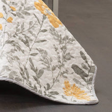 Load image into Gallery viewer, Full/Queen size Yellow Grey Floral Light Thin Cotton Polyester Blend Quilt Set