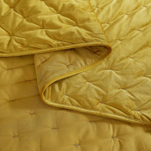 Load image into Gallery viewer, King/CAL King Size 3-Piece Mustard Yellow Velvet Embroidered Super Soft Quilt Set