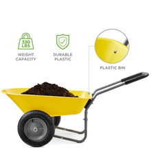 Load image into Gallery viewer, Heavy Duty 2-Wheel Multipurpose Rust Proof Wheelbarrow - Yellow