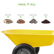 Load image into Gallery viewer, Heavy Duty 2-Wheel Multipurpose Rust Proof Wheelbarrow - Yellow