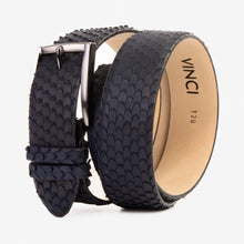 Load image into Gallery viewer, The Majesty Navy Blue Leather Belt