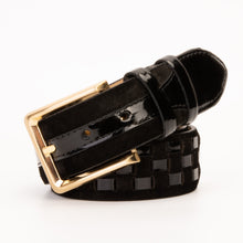 Load image into Gallery viewer, The Eugene Black &amp; Gold Woven Leather Belt