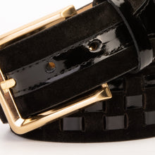 Load image into Gallery viewer, The Eugene Black &amp; Gold Woven Leather Belt