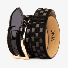 Load image into Gallery viewer, The Eugene Black &amp; Gold Woven Leather Belt