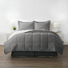 Load image into Gallery viewer, Queen Size 8-Piece Microfiber Reversible Bed-in-a-Bag Comforter Set in Grey