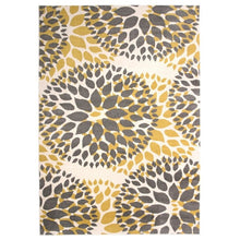 Load image into Gallery viewer, 3'1" x 5' Grey Yellow Floral Woven Stain Resistant Polypropylene Area Rug