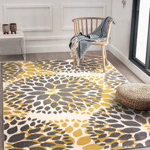 Load image into Gallery viewer, 3'1" x 5' Grey Yellow Floral Woven Stain Resistant Polypropylene Area Rug