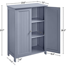 Load image into Gallery viewer, Gray Wood 2-Door Freestanding Bathroom Floor Cabinet Kitchen Storage Cupboard