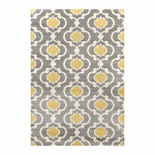 Load image into Gallery viewer, 5'3" x 7'3"' Grey Yellow Trellis Geometric Polpropylene Area Rug
