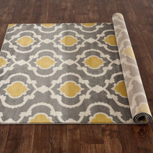 Load image into Gallery viewer, 5'3" x 7'3"' Grey Yellow Trellis Geometric Polpropylene Area Rug