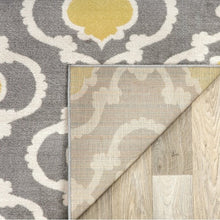 Load image into Gallery viewer, 5'3" x 7'3"' Grey Yellow Trellis Geometric Polpropylene Area Rug