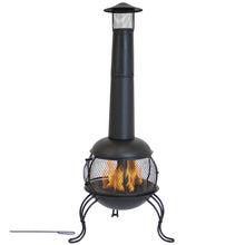 Load image into Gallery viewer, Black Steel Chimenea Wood Burning Fire Pit