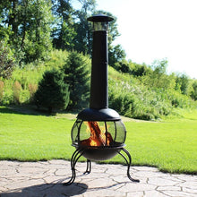 Load image into Gallery viewer, Black Steel Chimenea Wood Burning Fire Pit