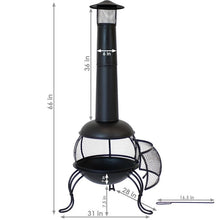 Load image into Gallery viewer, Black Steel Chimenea Wood Burning Fire Pit