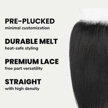 Load image into Gallery viewer, Yaki Straight 4x4 Transparent Lace Human Hair Closure