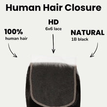Load image into Gallery viewer, Yaki Straight 6x6 HD Lace Human Hair Closure