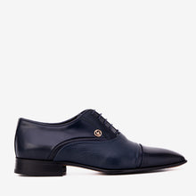 Load image into Gallery viewer, The Rockwell Handmade Navy Blue Leather Cap Toe Men Oxford Shoe