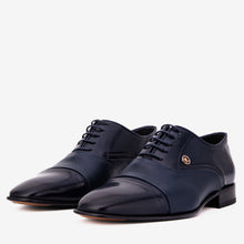 Load image into Gallery viewer, The Rockwell Handmade Navy Blue Leather Cap Toe Men Oxford Shoe