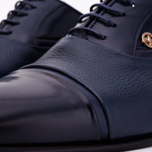 Load image into Gallery viewer, The Rockwell Handmade Navy Blue Leather Cap Toe Men Oxford Shoe
