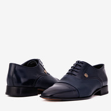 Load image into Gallery viewer, The Rockwell Handmade Navy Blue Leather Cap Toe Men Oxford Shoe