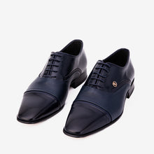 Load image into Gallery viewer, The Rockwell Handmade Navy Blue Leather Cap Toe Men Oxford Shoe