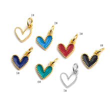 Load image into Gallery viewer, Gold Silver Cute Enamel heart charm, SKU#Z410