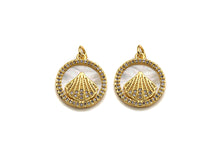 Load image into Gallery viewer, Clear CZ Micro Pave Scallop Shell on Mother-of-pearl Pendant