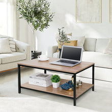 Load image into Gallery viewer, Modern 2-Tier Metal Wooden Coffee Table in Natural Wood Finish