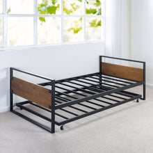 Load image into Gallery viewer, Twin size Metal Wood Daybed Frame with Roll Out Trundle Bed