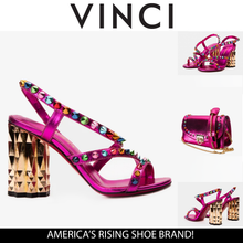 Load image into Gallery viewer, The Caris Fuchsia Block Heel Spike Leather Women Sandal Final Sale!
